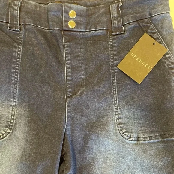 Rekucci Woman’s Secret Figure Denim Pull-On Easy Fit Shaping Jean Crop S… - Picture 11 of 13